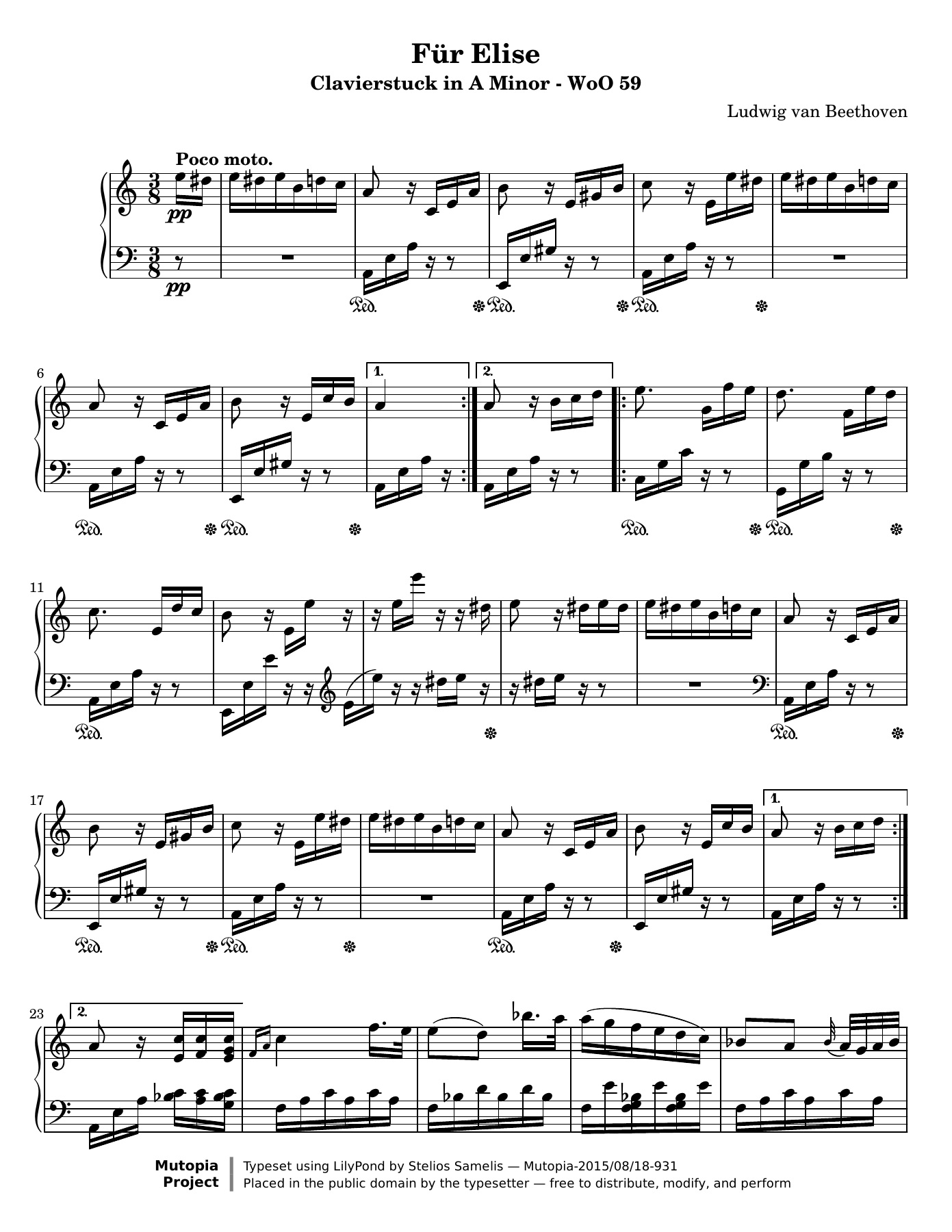 Beethoven: Für Elise, real public-domain sheet music